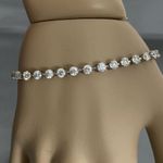 Ladies 10kt CZ Signed BBJ 10k Tennis Bracelet 6.2 Grams White Gold 7.5” Photo 2