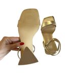 BP  Women’s Parker Gold Metallic Ankle Strap Block Heel Sandals Size 5 Photo 5