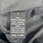 Baccini Women's Faux Leather Aviator Jacket Black Fur Collar Full Zip Size Large Photo 6