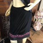 THAKOON ADDITION BLACK SILK DRESS WITH LAMBSKIN LEATHER TRIM AND RED PATTERN (6) Photo 10