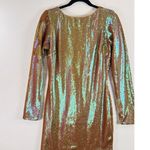 Dress The Population Dress Lola Iridescent Sequin Bodycon V Back Party Large Gold Photo 6