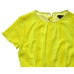 J.Crew NWT Midi in Bright Kiwi Yellow Embroidered Chiffon Short Sleeve Dress 2 Photo 2