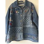 Vintage Keren Hart Quilted Patchwork Denim Jacket Size XL Cotton Fall Cottage Blue Photo 3