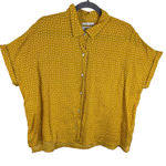 Rachel Zoe  100% Linen Mustard Polka Dot Dolman Sleeve Oversized Button Up Size M Photo 0
