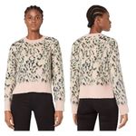 ALLSAINTS  Animal Print Cropped Aurora Crew Fuzzy Pink Leopard Sweater Women’s S Photo 5