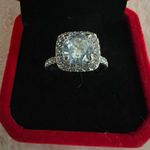 Gorgeous Stainless Steel Silver 1.5 Carat Princess Cut Cubic Zirconia Ring SZ 7 Photo 2