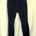 Old Navy Black Mid-Rise Pop Icon Distressed Skinny Jeans Size 12 Photo 0