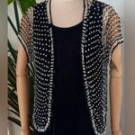Beaded lightweight see through crochet cardigan button closure down front. Black Size undefined Photo 0