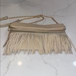 Moda Luxe Cream Pebbled leather Fringe Crossbody Clutch Envelope Bag gold chain Photo 3