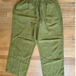 TRADLANDS Paloma Tencel/ Linen Wide Leg Casual Pants in Olive Green Size Large Photo 0