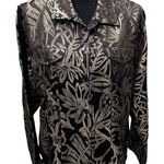 Chico's Women's Jacket Size 2 Large Floral Silk Rayon Brown Long Sleeve Classic Photo 0