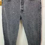Levi's  Premium 501 Original Cropped Jeans Studded Embellished Black Wash Size 25 Photo 7