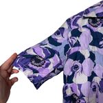 Art Dealer 100% Silk Purpal floral pearl button front blouse sz XS Purple Photo 3