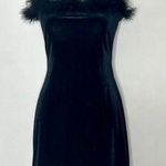90s Vintage Velvet Feather Dress Black Size M Photo 0