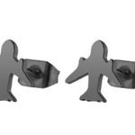 Black Jet Airplane Plane Earrings Studs - Pilot, Flight Attendant, Stewardess Photo 1