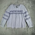J Crew Shirt Womens Large Blue White Stripe Brunswick Preppy Bohemian Nautical Photo 1