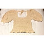 ASTR The Label Hera Crochet Knit Top Cream Womens Open Knit Cottagecore Boho S Photo 3