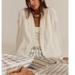 Free People  Valley Double Cloth Ivory Button Down Shirt Size S 100% Cotton NWT Photo 2