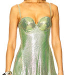 Poster Girl NEW NWT Benny Metallic Chainmail Dress Ultra Serpentine Green Blue Photo 0