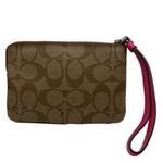 Coach Brown and Fuchsia Coated Canvas Wristlet Photo 1