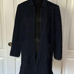 Chico's NWOT NAVY STRIPE CAR COAT LONG BLAZER JACKET Photo 0