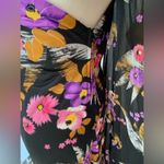 Vintage Jenni Of San Francisco Floral Botanical Maxi Dress with Cape, Size 15/16 Black Photo 5