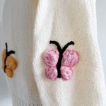 Luna Ivy Butterfly Cardigan Sweater Womens Size XS Cream Crochet Butterflies Pink Photo 9