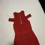 Parker Red Boomerang Knit Bodycon Cold Shoulder Dress Sz S Small $298 Poinsettia Photo 10