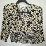 Ba&sh  Martha Floral Button-Up 3/4 Sleeve Blouse w shoulder pads Large Photo 6