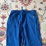 Butter Soft  Royal Blue Straight Leg Cargo Scrub Pants Mid Rise Large Petite Photo 3