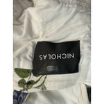 Nicholas Midi Dress Blue Rose Floral White Denim Flare Ruffle Hem Sleeveless 2 Photo 1