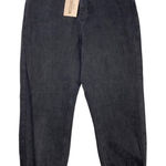 Missguided NWT‎  Sz 8P Denim Riot High Rise Mom Jeans High Joggers Black Carrot Photo 0