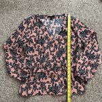 J.Crew  pink & blue floral long-sleeve v-neck top size 8 Photo 7