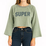 Treasure & Bond Super 3/4 Bell Cut Off Sleeve Crop - Green Photo 0