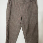 Women's Classic Brown Tan Plaid Equestrian Wide Leg Cropped Pants 8 Old Money Photo 0