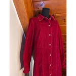 Vintage 80s 90s Maroon Red Corduroy Maxi Shirt Dress / Duster sz 16 Cottagecore Photo 2
