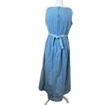 British Khaki Vintage Blue Denim Maxi Dress 100% Cotton Casual Cottage Women’s 6 Photo 3