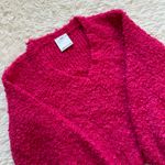 C/MEO COLLECTIVE Sweater Coco Knit Balloon Sleeve V-neck Wool Blend Hot Pink XS Photo 3