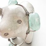 Bourbon and Bowties Agate Bangle Pale Green Blue & Silver Tone Photo 2