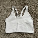 Aerie white ribbed cropped racerback tank size large Photo 0