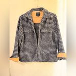Cotton On  blue and white tweed shirt jacket with a tan lining. Size M oversized Photo 14