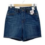 Judy Blue NWT  High Waist Denim Shorts Size Medium Dark Wash Stretch Mid Length Photo 9
