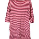 Garnet Hill  Women’s Sz Medium Cotton Dress Striped Boat Neck Coral White Photo 0