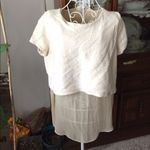 ZARA sheer underlay cream short sleeve top size L Photo 2