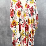 LIFE Womens Kimono Coverup Medium Floral Boho Festival Beach White Lotus Resort Photo 0