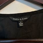 Violets & Roses Dress Midi Black Casual Cocktail Tie Waist Textured Neutral Size 6 Photo 10