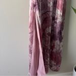 Lulus Sparkling Summer Purple Floral Lurex Maxi Dress Tie Waist Side Slits Lined Photo 5