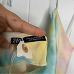 ZARA  pastel tie dye satin rainbow ruched ruched midi dress‎ blogger size XS Photo 9