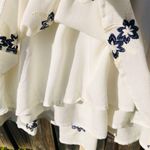 On the Road. White with Blue Flowers Long Sleeved Dress Small Photo 6