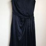 Eliza J 100% Silk Side Ruched Pleated Cap Sleeve Sheath Evening‎ Dress Si… Black Size 4 Photo 0